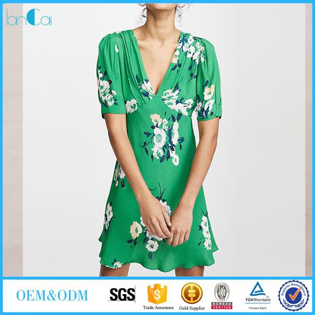 Women Green And White Floral Dresses